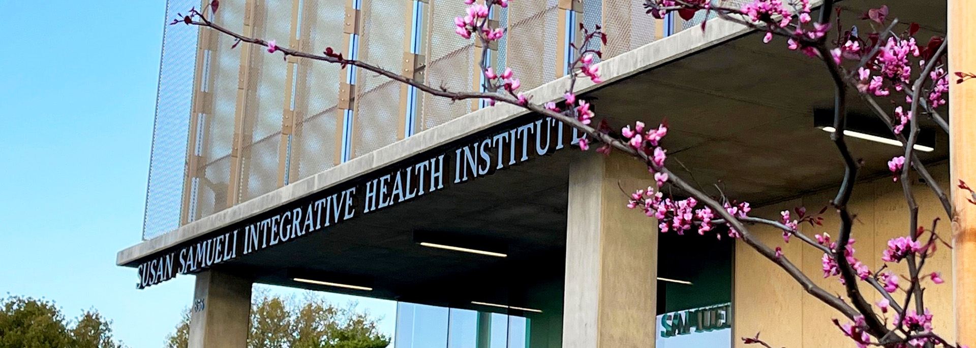 Spring blooms outside the UCI Susan Samueli Integrative Health Institute